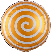 Шар (18''/46 см) Круг, Леденец Спираль, Оранжевый, 1 шт.