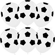Шар (12''/30 см) Футбольный мяч, Белый (200), пастель, 5 ст, 25 шт.
