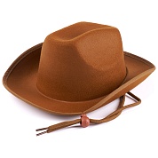 Шляпа Ковбой (мини), со шнурком для затягивания, Коричневый, 1 шт. 