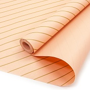 Упаковочная бумага, Крафт (0,7*10 м) Полоски Люрекс, Персиковый, 1 шт.