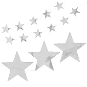 Гирлянда-подвеска Звезда, Серебро, Металлик, 200 см, 7 см*20 шт, 1 упак.
