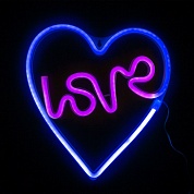 Световая фигура Сердце, Любовь, 25,5*27 см. Синий/Розовый, 1 шт.