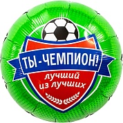 Шар (18''/46 см) Круг, Футбол, Ты Чемпион!, 1 шт.