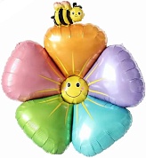 Шар (39''/99 см) Цветок, Ромашка с пчелкой, Разноцветный, 1 шт. 