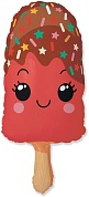 Шар (13''/33 см) Мини-фигура, Счастливое эскимо, Красный, 1 шт.