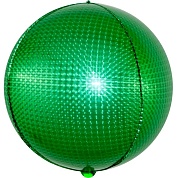 Шар (24''/61 см) Сфера 3D, Стерео, Зеленый, Голография, 1 шт.
