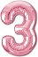 Шар (40''/102 см) Цифра, 3 Slim, Розовый фламинго, 1 шт. в упак.