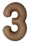 Шар (34''/86 см) Цифра, 3 Slim, Шоколад, Матовый, 1 шт.