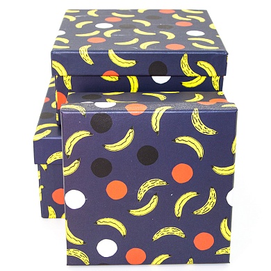Набор коробок, Банановый микс с конфетти, Черный, 19*19*10 см, 3 шт.