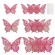 Наклейки Волшебные бабочки, Фуксия, Голография, 8-12 см*4 шт, 12 шт, 1 упак.