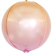 Шар (24''/61 см) Сфера 3D, Розовый, Градиент, 1 шт.