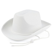 Шляпа Ковбой (мини), со шнурком для затягивания, Белый, 1 шт. 