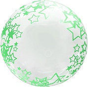 Шар (18''/46 см) Сфера 3D, Deco Bubble, Зеленые звезды, Прозрачный, Кристалл, 1 шт. в упак.