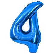 Шар (40''/102 см) Цифра, 4, Синий, 1 шт. в уп.