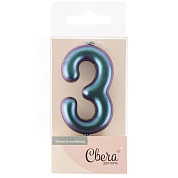 Свеча Цифра, 3, Фантом, Хамелеон, 6 см, 1 шт. с держат.