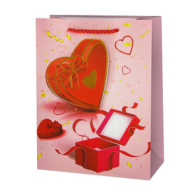 Пакет подарочный 3D, Прелестные сердечки, Дизайн №4, Металлик, 41,5*30*12 см, 1 шт.