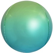 Шар (24''/61 см) Сфера 3D, Светло-зеленый/Голубой, Градиент, 1 шт.