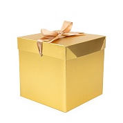 Коробка подарочная, складная Атласный бант, Золото, Металлик, 15*15*15 см, 1 шт. в упак. 
