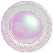 Тарелки (7''/18 см) Розовый перламутр, Голография, 6 шт.