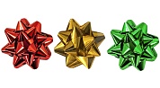 Бант Звезда, Микс 3 цвета, Красный/Золото/Зеленый, Металлик, 7,6 см, 6 шт.