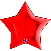 Шар (36''/91 см) Звезда, Красный, 1 шт. 