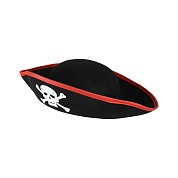 Шляпа, Веселый Пират, фетр, мини, Черный/Красный, 1 шт. 