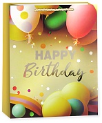 Пакет подарочный, Happy Birthday, Праздничный микс, Дизайн №4, Металлик, 55*43*15 см, 1 шт.
