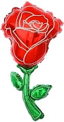 Шар с клапаном (14''/36 см) Мини-цветок, Роза, Красный, 1 шт. 