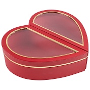 Коробка Сердце, с прозрачной крышкой, Половинка целого, Красный, 29,7*26*8 см, 1 шт. 
