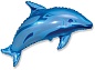 Шар (15''/38 см) Мини-фигура, Дельфин, Синий, 1 шт.