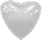 Шар (18''/46 см) Сердце, Белый блеск, 1 шт.