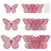 Наклейки Нежные бабочки, Фуксия, Голография, 8-12 см*4 шт, 12 шт, 1 упак.
