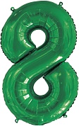 Шар (34''/86 см) Цифра, 8, Slim, Зеленый, 1 шт. в упак.