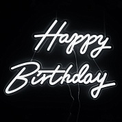 Световая надпись на подложке Happy Birthday, 23*42, 21*59 см. Белый, 1 шт.