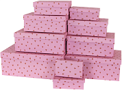 Набор коробок Сердечки, Розовый, 30*20*13 см, 10 шт. 