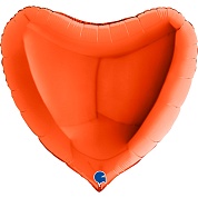 Шар (9''/23 см) Мини-сердце, Оранжевый, 1 шт. 