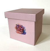 Коробка складная Ягодный тортик, Розовый, 20*20 см, 1 шт.