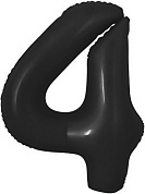 Шар с клапаном (16''/41 см) Мини-цифра, 4, Черный, 1 шт. 