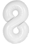 Шар (34''/86 см) Цифра, 8 Slim, Белый, 1 шт. в упак. 