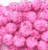 Декоративное украшение Помпончики с люрексом, Розовый, 1,5 см, 200 шт.
