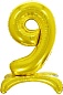 Шар (32''/81 см) Цифра, 9 на подставке, Золото, 1 шт. в упак.