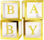 Набор коробок для шаров, Baby, Золото, Металлик, 30*30*30 см, 4 шт. в упак. 