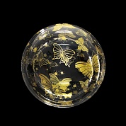 Шар (18''/46 см) Сфера 3D, Deco Bubble, Золотые бабочки, Прозрачный, Кристалл, 1 шт. в упак.