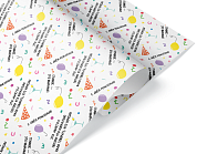 Упаковочная бумага (0,7*1 м) С Днем Рождения! (колпаки и шарики), 10 шт.