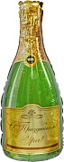 Шар (37''/94 см) Фигура, Бутылка Шампанское, С Праздником!, Голография, 1 шт.