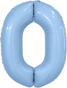 Шар (40''/102 см) Цифра, 0 Slim, Небесный, 1 шт. в уп.