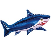 Шар (16''/41 см) Мини-фигура, Страшная акула, Синий, 1 шт.