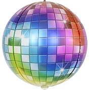 Шар (24''/61 см) Сфера 3D, Сверкающее диско, Разноцветный, Градиент, 1 шт.