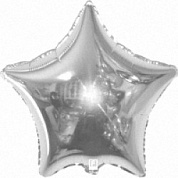 Шар (9''/23 см) Мини-звезда, Серебро, 1 шт.