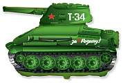 Шар (31''/79 см) Фигура, Танк T-34, Зеленый, 1 шт.